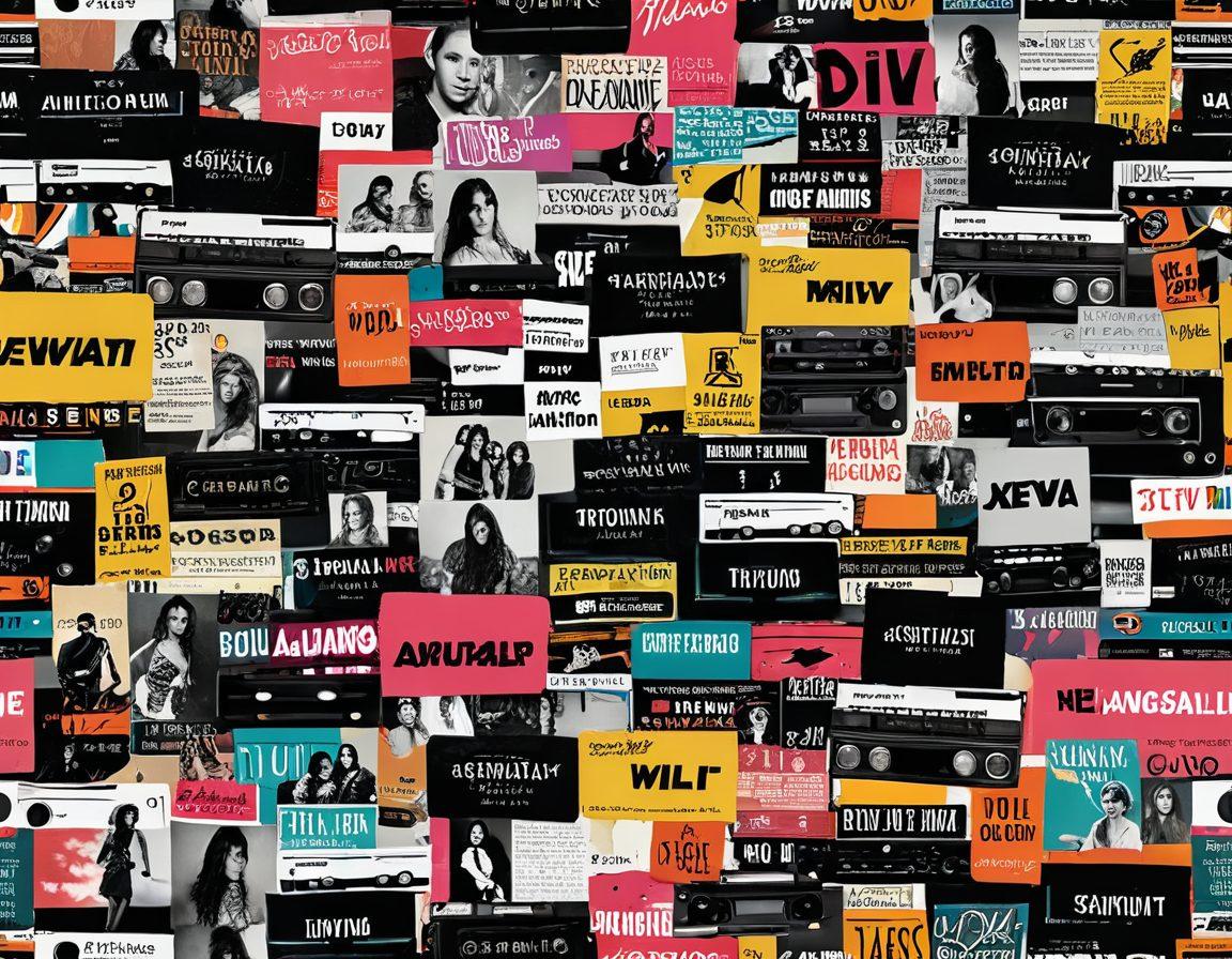 A dynamic collage that illustrates the evolution of adult media over the decades, featuring nostalgic elements from the 70s, 80s, and 90s juxtaposed with vibrant online streaming visuals. Include retro VHS tapes, vintage magazines, and modern smartphone screens showcasing diverse and inclusive representations of sexuality. Use bold colors and a flowing timeline effect to depict the journey of sex positivity. The background should be a blend of vintage textures and modern digital patterns. super-realistic. vibrant colors. artistic blending.